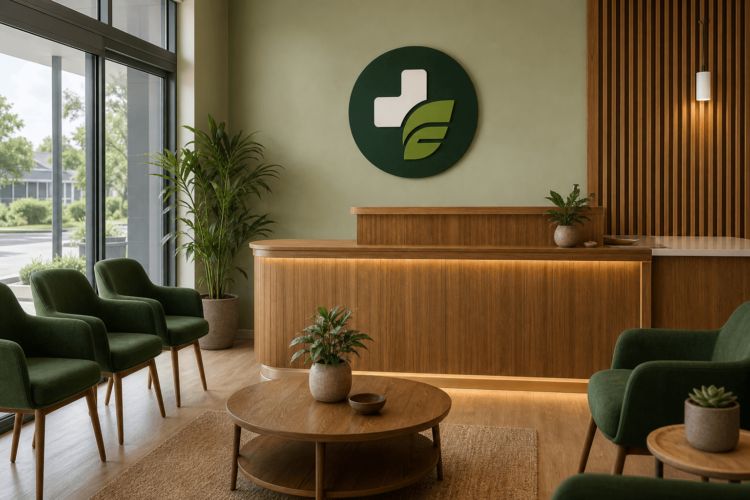 Waiting area and reception desk at EdenCare Family Clinic